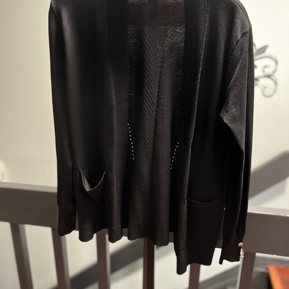 89th & Madison Black Open-Front Cardigan #244DAGO